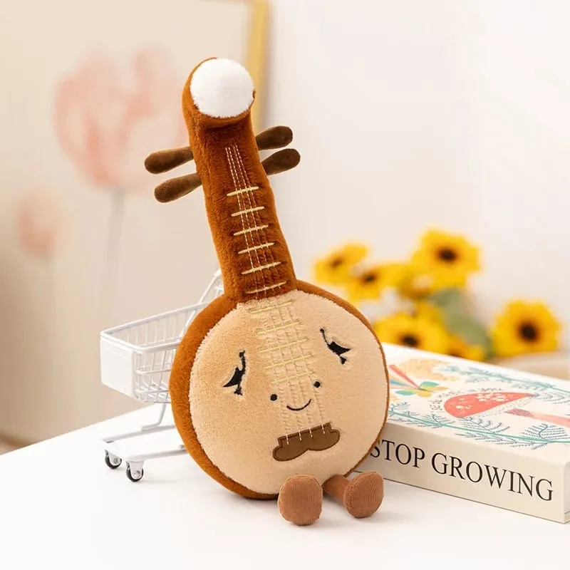 Musical Instrument Plush Toy Stuffed Kawaii Adorable Saxophone Bass White Piano Humanoid Doll with Legs Decor Gift