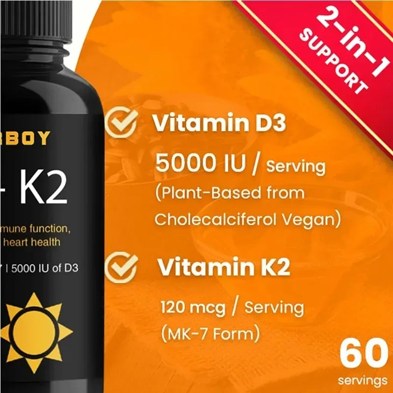 Vitamin D3+K2 Capsules - For Regulate Calcium Metabolism Promote Bone Heart and Immunity System Health — image 6