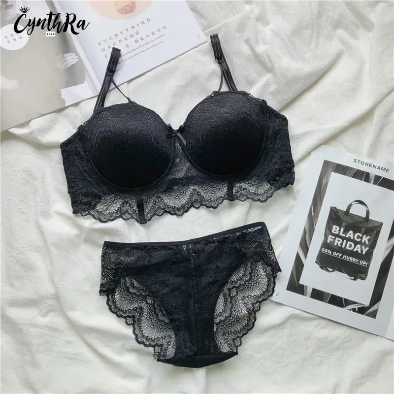 Plus Size Push Up Bra Set Sexy Lace Underwear Adjustable Comfort Thin Soft Breathable Lingerie For Women — image 3
