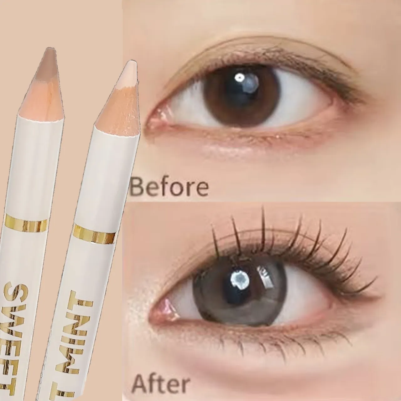 Dual End Aegyo-Sal Penna per trucco Nude Albicocca Marrone Sotto gli occhi Evidenziare e Matita per ombretti Contorno naturale Illuminante Eye Liner — image 5