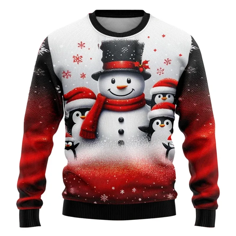 Masculino feminino moletom de natal 3d boneco de neve de natal estampado feio suéter de natal unissex pulôver festa de feriado jumper tops — image 4