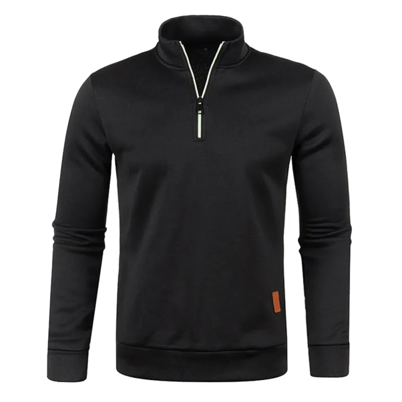 Moletons masculinos meio zíper pulôver masculino manga longa flleece suéter standcollar flocos de neve hoodies roupas masculinas — image 8