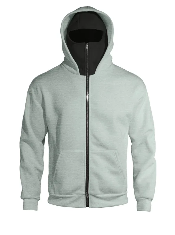 Autumn Men's Double-Layer Hooded Zip-Up Sweatshirt Loose Casual Fit with Front Pockets Ideal for Outdoor and Streetwear Style — image 5