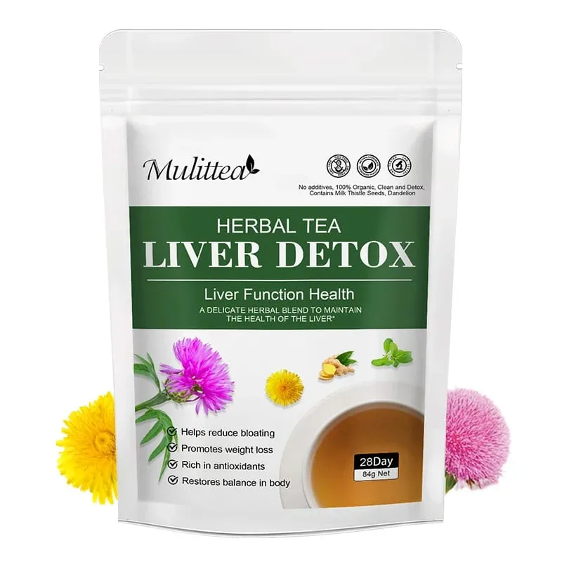 Mulittea 100% Natural Liver Cleansing Detox Drink 6 IN 1 Herbal Formula Support Liver Function Health and Healthy Skin Whitening