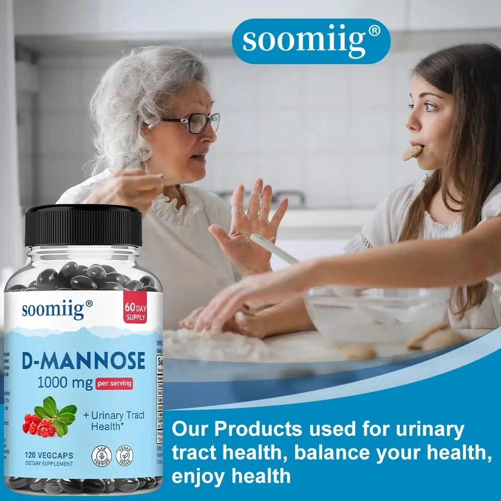 D-Mannose 1000mg Capsules with Cranberry - Supports Urinary Tract and Bladder Health Promotes Digestive Health - 120 Capsules — image 5