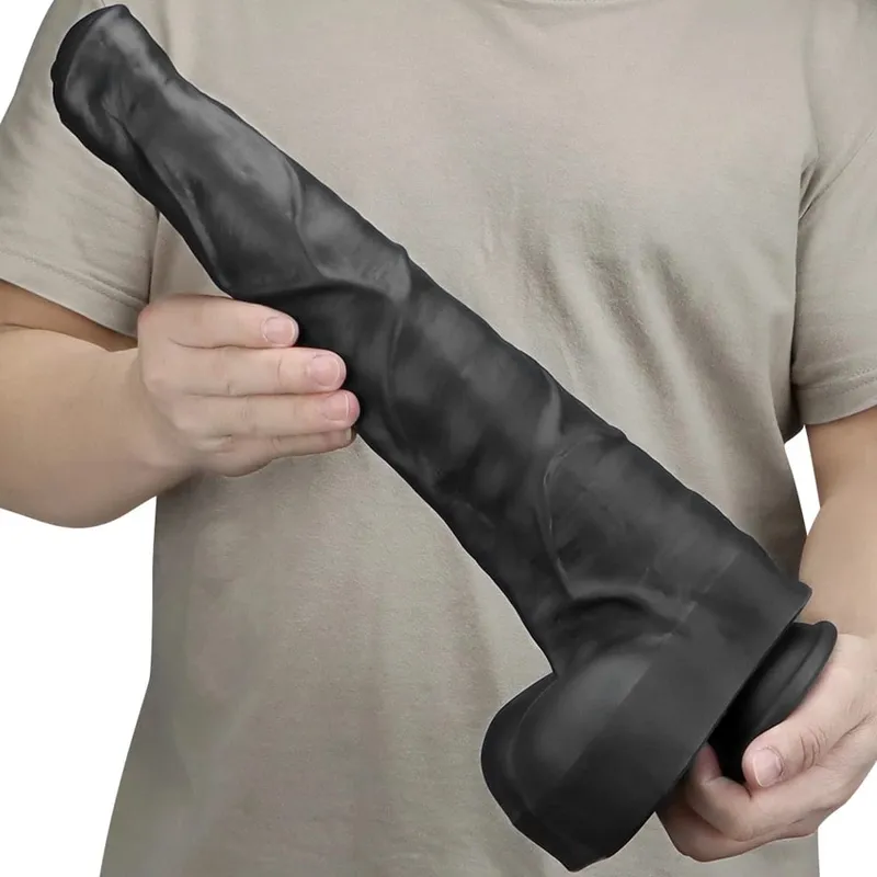 Super Large Horse Dildo 38,5 cm med sugkopp Mjuk hudkänsla Enorm penis Tjock fallus Analplugg Big Dick Sexleksaker för kvinnor — image 2
