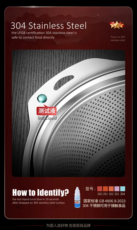LFGB Certification 304 Stainless Steel Kitchen Washing Drainage Basin 23cm~31cm Diameter Colander with Dense Small Holes — image 7