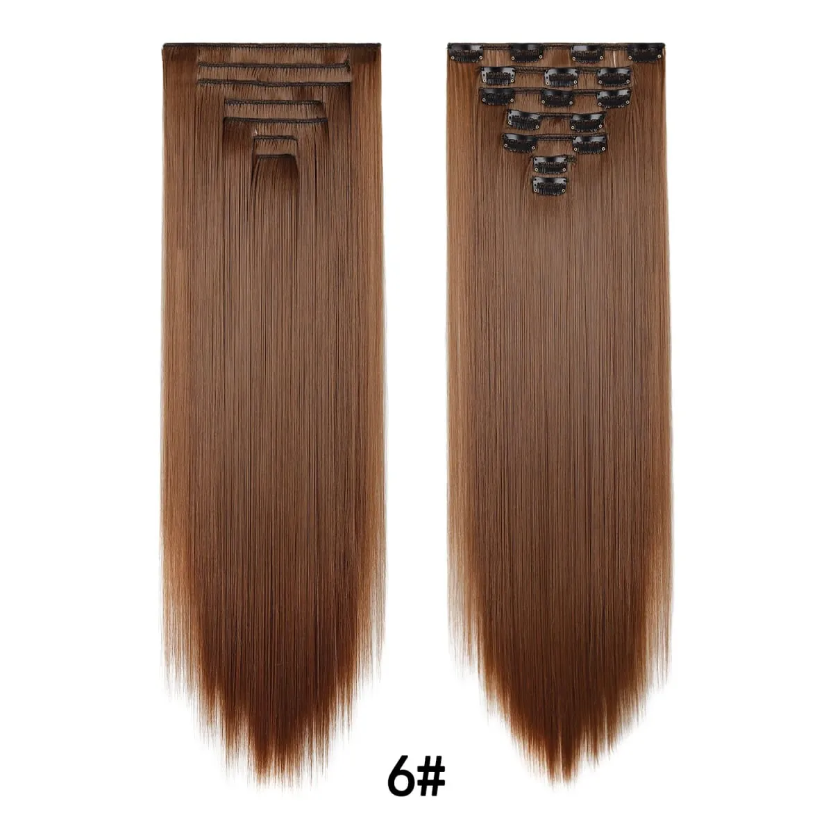 24 Inch Clip-in Hair Extensions 7 Pcs Long Straight Synthetic Hair Extensions Invisible Clip-ins Hairpieces for Women Daily