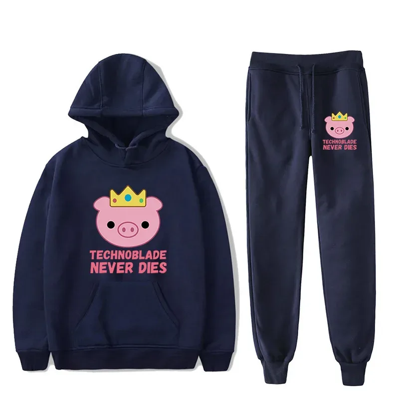 Harajuku Comfortable technoblade Print Sweatshirt Sweatpants Suit Men/Women Hoodies+ Trousers Suit Cute 2 Piece Set Clothes — image 16