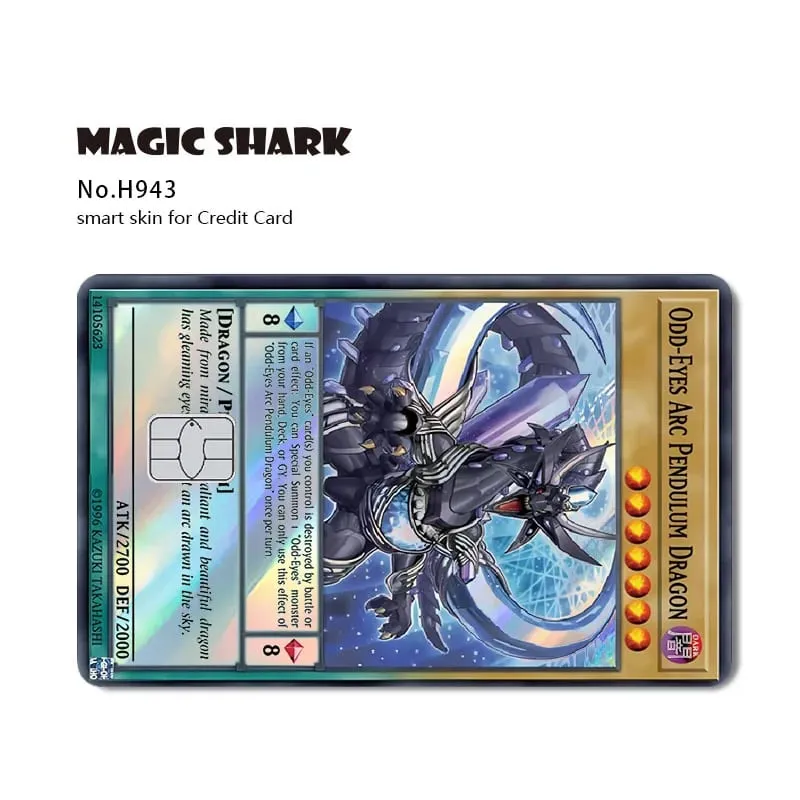 Magic Shark Yo-gi-oh Blue Eyes Dragon Game Shinny Holographic Laser Debit Credit Card Sticker Film Skin Front Cover