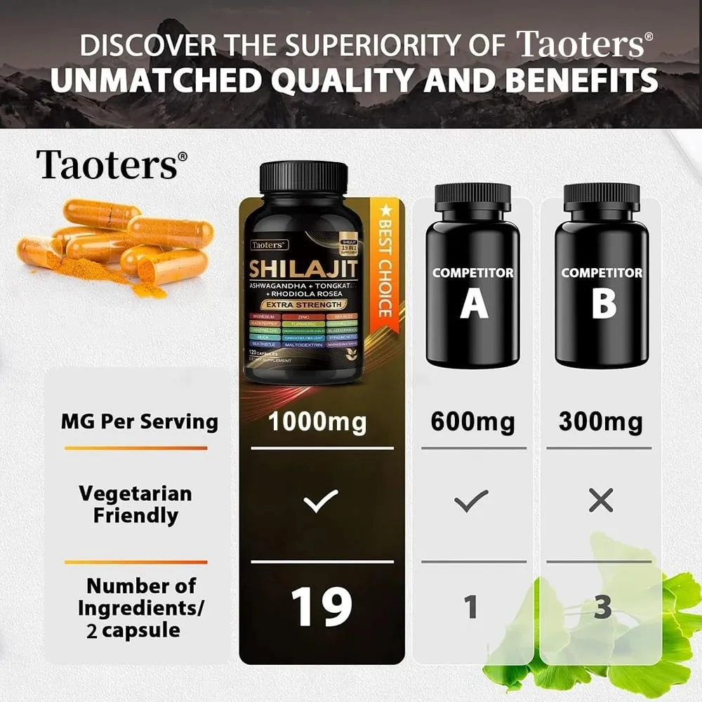 Shilajit Supplement with Sea Moss Ashwagandha Magnesium & Zinc - 19 IN 1 Organic Capsules Non-GMO Vegan Natural Mineral