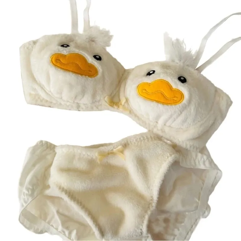 Conjunto de calcinha e sutiã de pelúcia peludo feminino, estampa de panda de desenhos animados, lingerie de inverno, menina escolar, anime japonês, roupa íntima cosplay — image 9