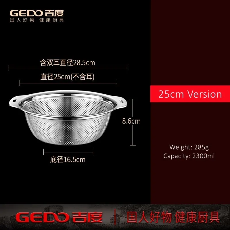 LFGB Certification 304 Stainless Steel Kitchen Washing Drainage Basin 23cm~31cm Diameter Colander with Dense Small Holes — image 10