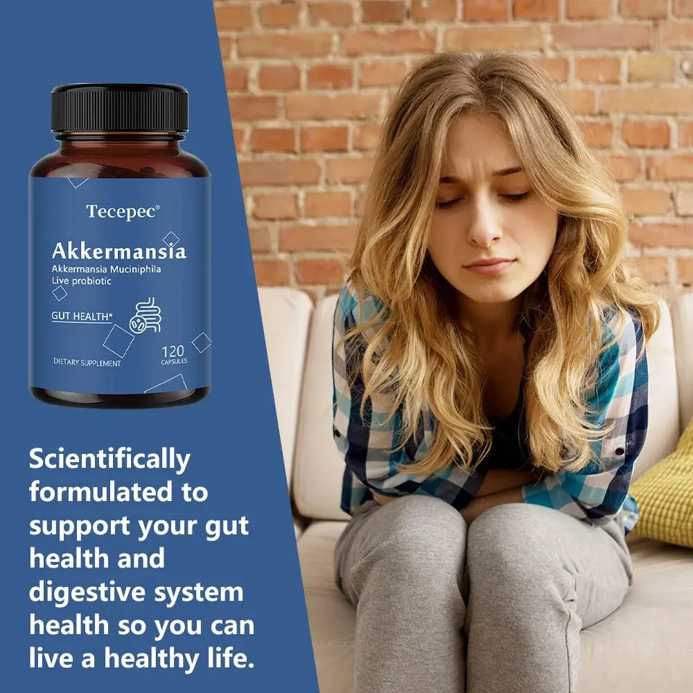 Akkermansia Muciniphila Probiotic Capsules 100MAFU - Prebiotic Inulin Supports Gut Lining Digestion & Intestinal Flora Balance