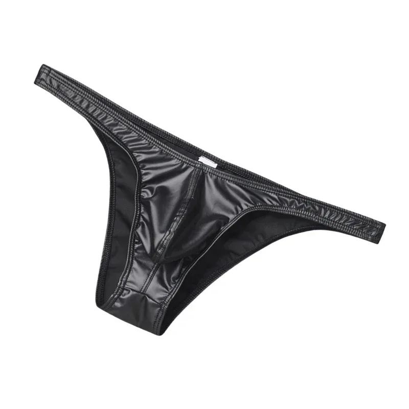 Cuecas de biquíni de couro falso masculino cuecas u bolsa sexy deslizamentos para homens lingerie de alta qualidade cuecas calzoncillos calcinha masculina