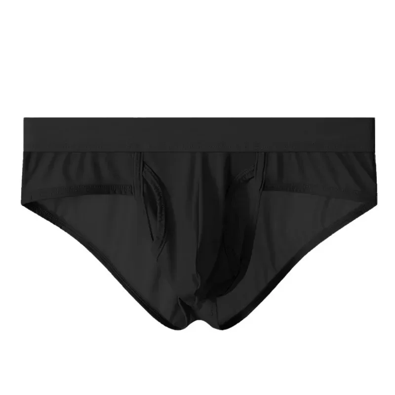 Open Front Fly Pouch Underwaer Men Scrotal Support Sports Briefs Ice Silk Breathable Underpant Bullet Hiwalay Malusog na Panty