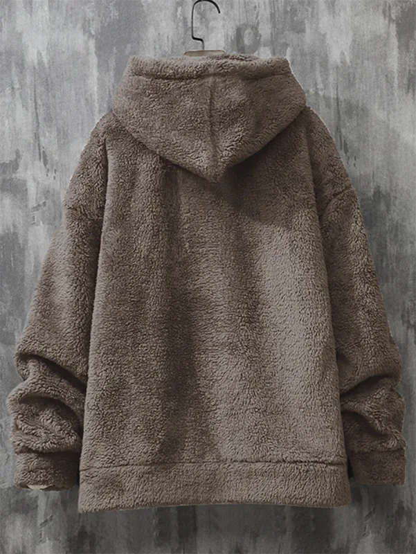 Purple Men's Hoodies Coral Fleece Designer Vintage Novelty Hooded Sweatshirt 2026 New Korean Style Winter Warm Pullovers for Men — image 7