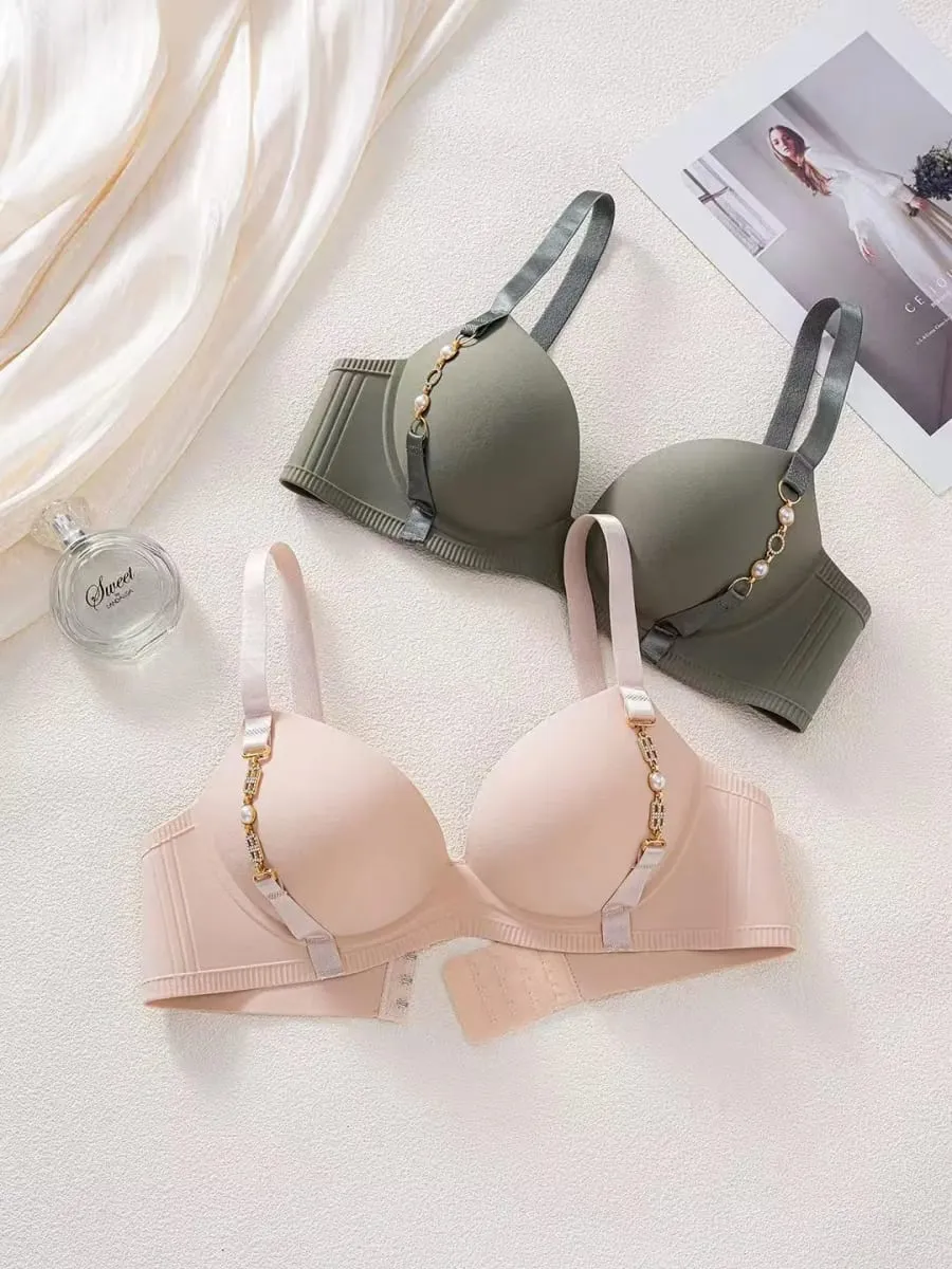 Women's Seamless Push Up Lingerie Small Breast Gathering Anti-sagging No Steel Ring Bra