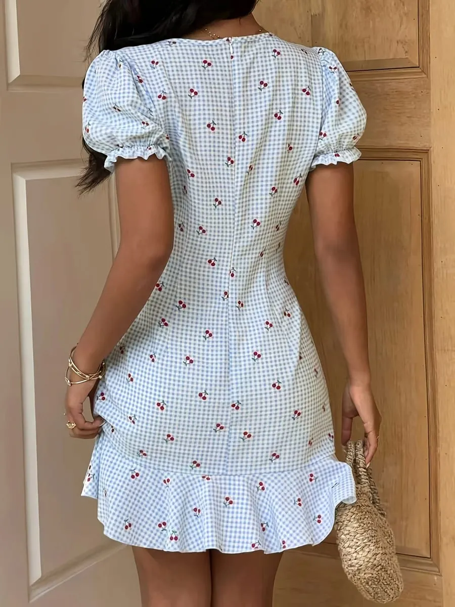 Dresses for Women New Summer Sleeveless V-Neck Women Dress Elegant Slim Print Mini Dress Women Vestidos De Verano Mujer — image 2