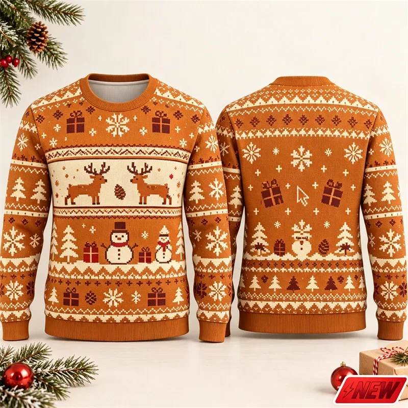 Fashion Ugly Christmas Fake Sweater Men Merry Christmas Sweatshirts 3D Print Funny Computer Message Graphic Sweatshirt Unisex — image 3