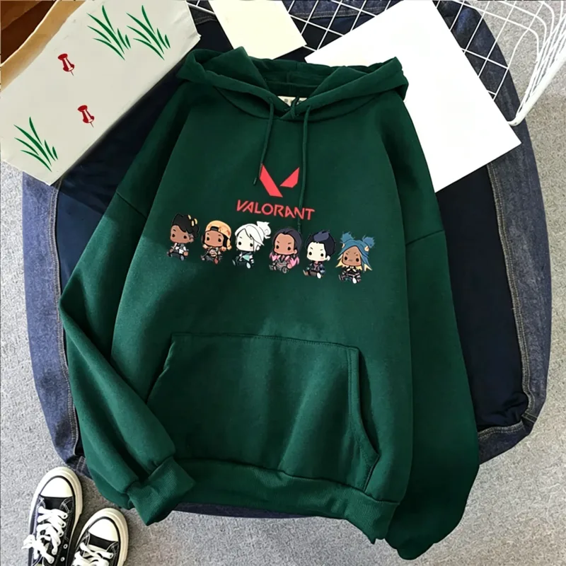 Valorant Anime 2D 프린트 남성 코튼 까마귀 캐주얼 오버 사이즈 풀오버 인기 streetwear 패션 운동복 트렌드 남성 의류 — image 9