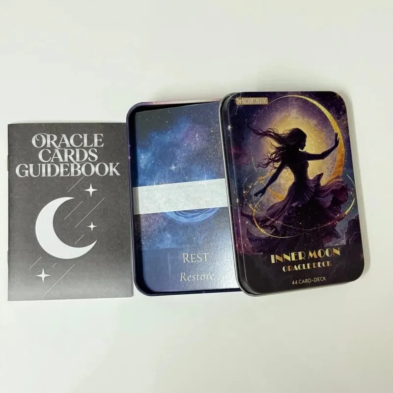 Inner Moon Oracle Deck in Metal Box 44 Card Deck Divination Board Game Oracle Cards with Instruction Guidebook — image 2
