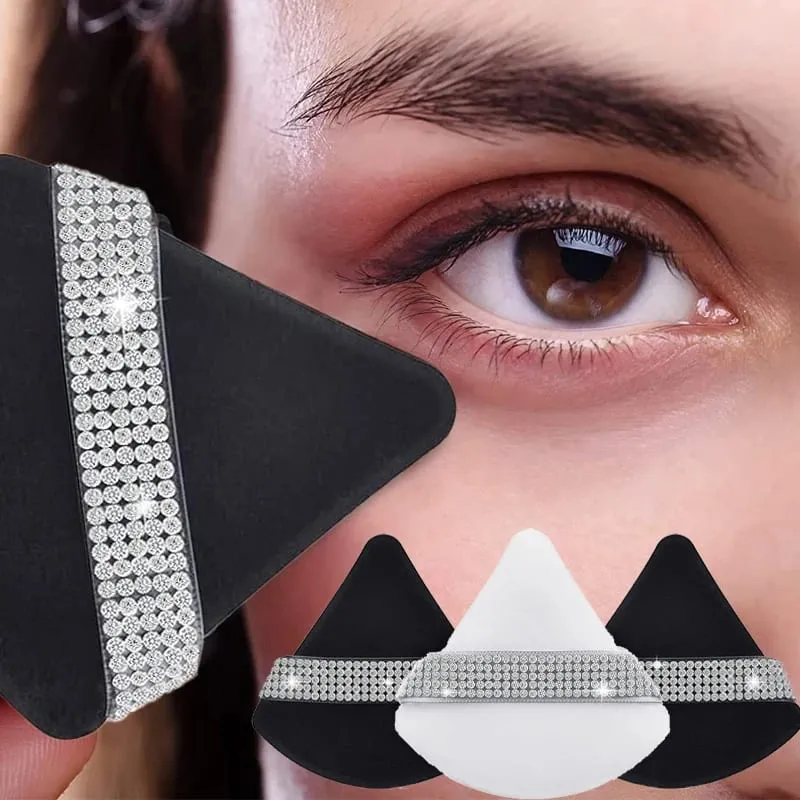 Diamond Triangle Velvet Setting Puff Ribbon Detail Powder Sponge Smooth Finishing Soft Puff for Loose Pressed Powder Application — image 2