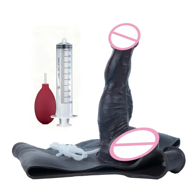 Black Nude Strapon Malaking Makatotohanang Ejaculation Dildo Silicone Squirting Panties Na May Simulated Solid Penis Sex Toy Para sa mga Babae — image 51