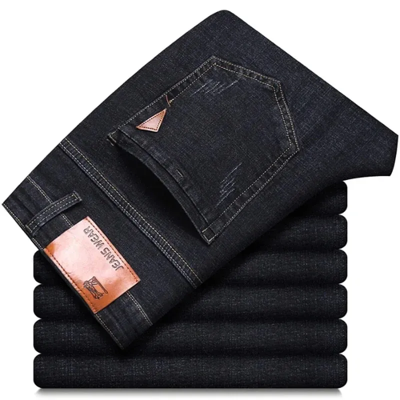 2026 Men NEW Men's Fashion Business Jeans Classic Style Casual Stretch Slim Jean Pants Male Brand Denim Trousers Black Blue Mens — image 6
