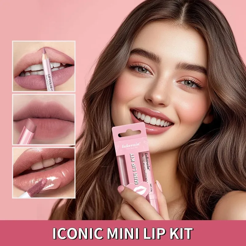5 Color Lip Liner + LIPSTICK Set and Lip Stain Easy Coloring Matte Lip Kit Lipstick Long Lasting Red Lipstick Lip Makeup Set