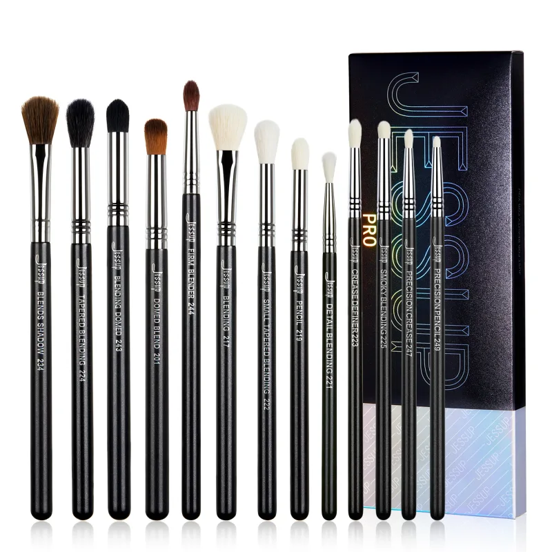 Conjunto de pincéis de sobrancelha Jessup 3pcs Pro escova de sobrancelha sintética esculpida/fina escova de sobrancelhas planas angulares/definidor de precisão T326 — image 11