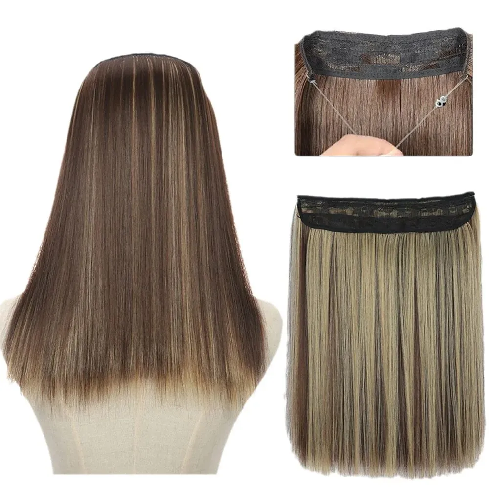 16/22inch Invisible Wire Hair Extensions Headband Adjustable Size Natural Long Straight Hairpiece Synthetic Hair Piece for Women — image 6