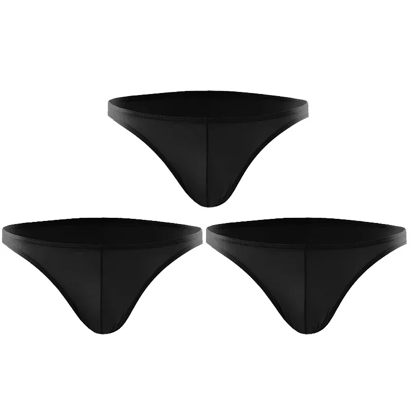 3PCS Summer narrow edge men sports breathable ice silk underpants thin sexy low waist tight seamless small triangle na pantalon