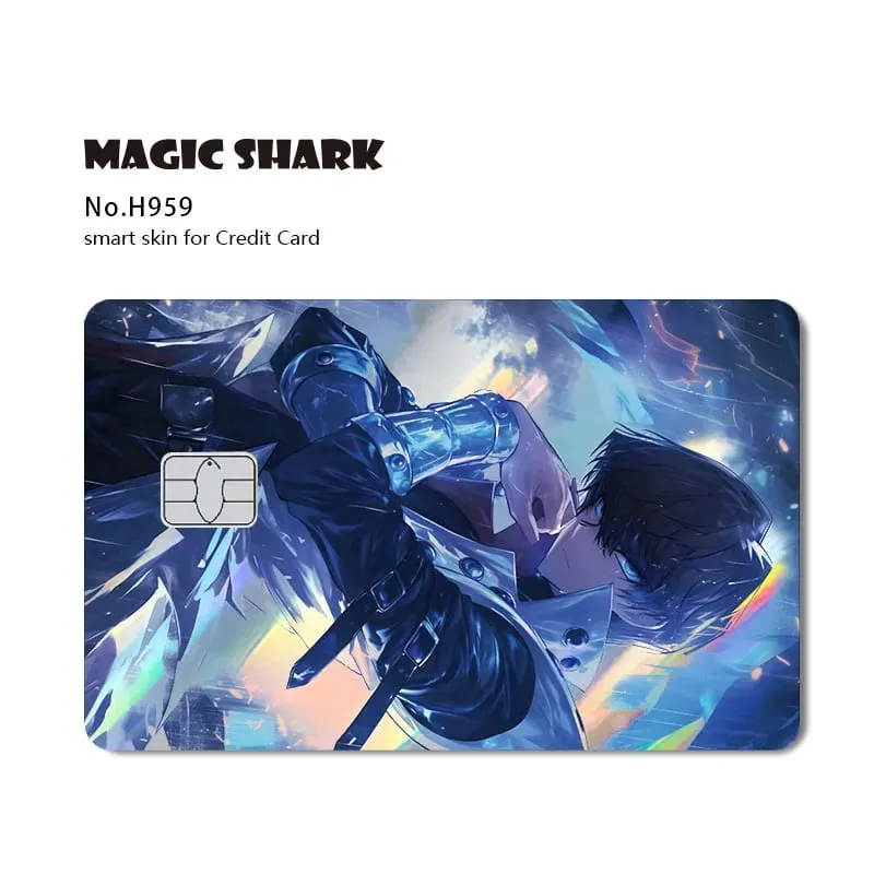 Magic Shark Yo-gi-oh Blue Eyes Dragon Game Shinny Holographic Laser Debit Credit Card Sticker Film Skin Front Cover