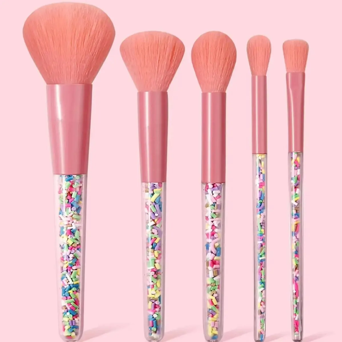5Pcs Pink Makeup Brushes Set Soft Cosmetic Brushes Kit for Face Eye Makeup Beginner Daily Beauty Makeup Tools — image 1
