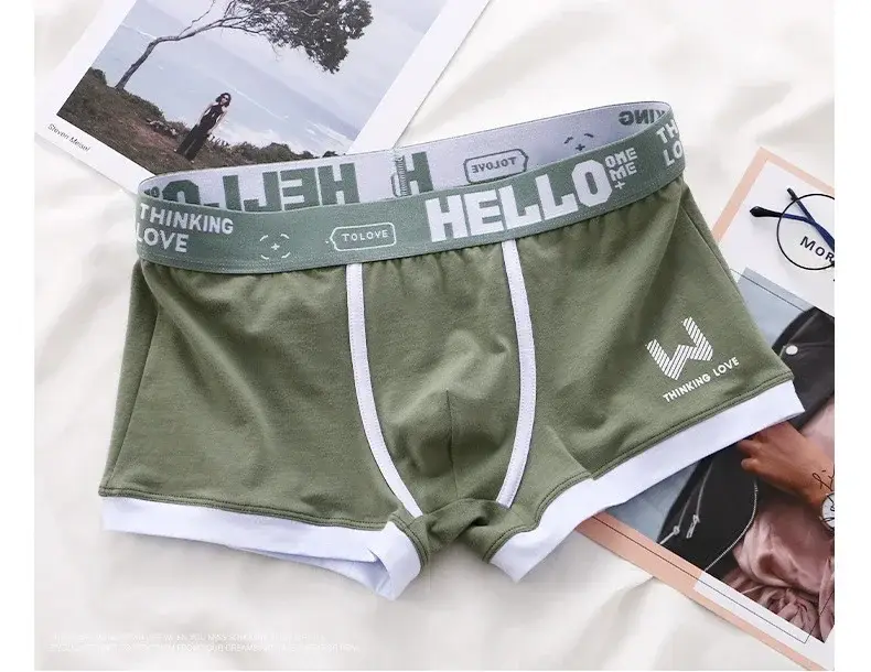 1Pcs Men Cotton Boxer Shorts Panties Underwear3 Kulay L XL 2XL 3XL Soft Letter Belt Breathable Soft Fashion Sports — image 10