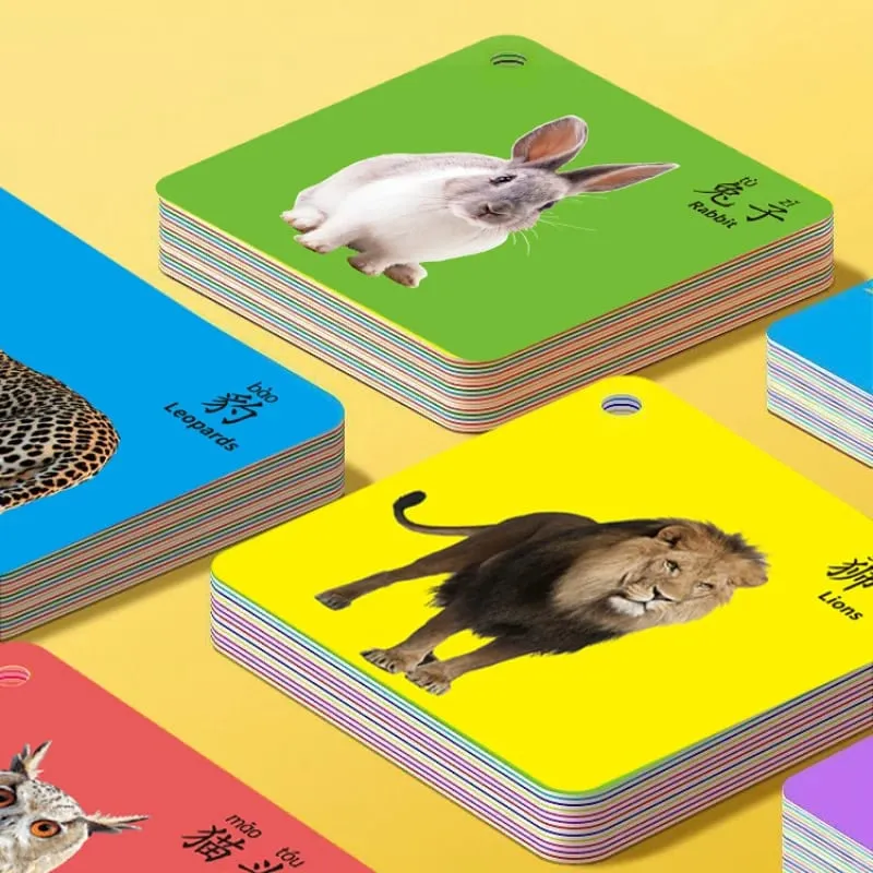 90 Pages Animal Fruits Numbers Card English&Chinese Characters Cards Learn Chinese Pinyin Literacy Cards — image 6