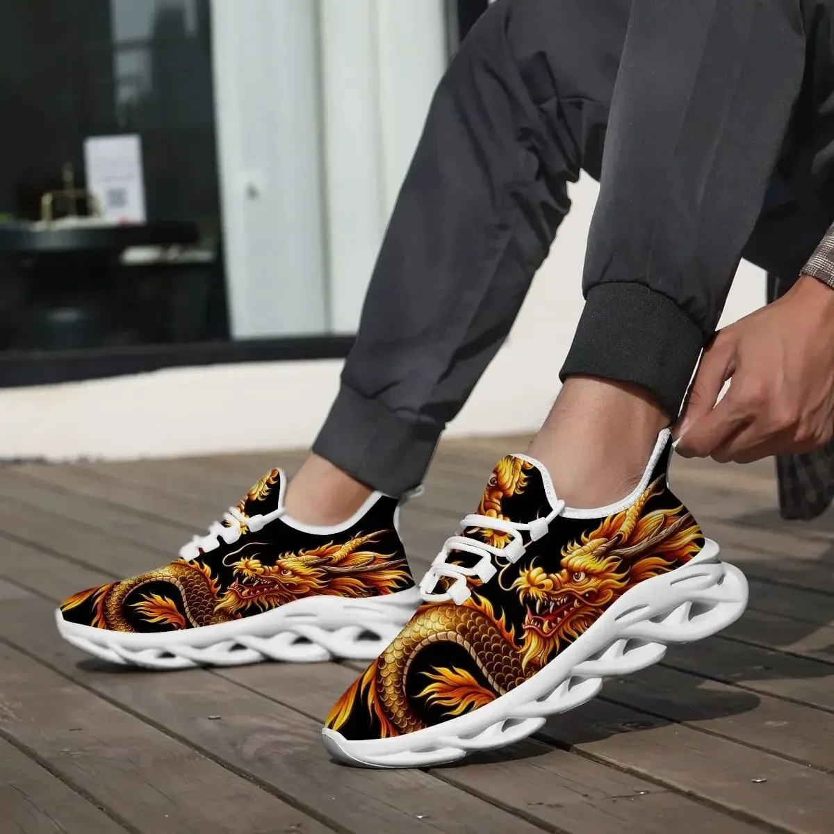 Dragon Graphics Sneakers Men Mesh Breathable Casual Men Shoes Unisex Light Thick Sole Couple Shoes Athletic Sneakers Women Shoes — image 3
