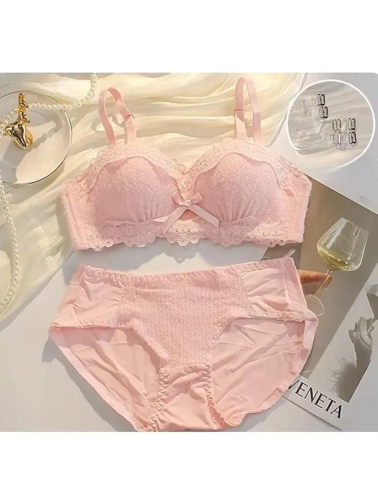Women Strapless Wireless Bra Anti-Slip Half Cup Small Bust Compression Enhancer Anti-Sag Soft Sexy Lingerie Underwear Set — image 6