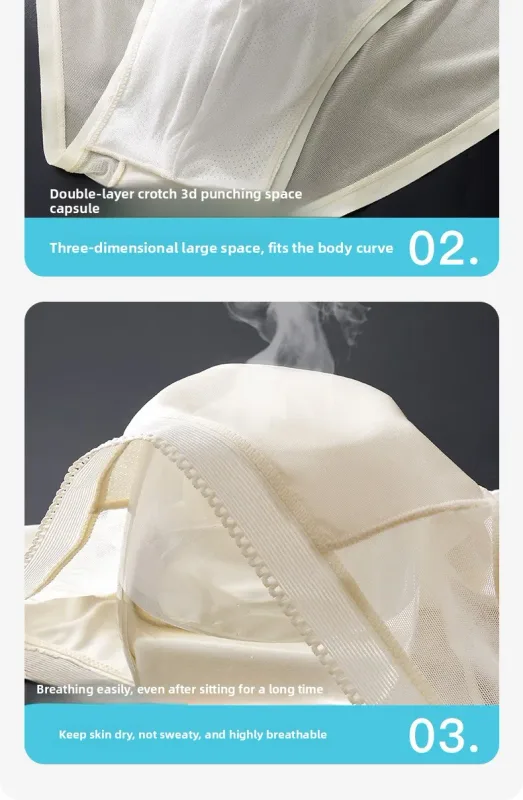 Male Glossy Silk Satin Briefs High Rise Lace Trim Ice Silk Underwear Soft Breathable U Pouch Men Panties — image 12