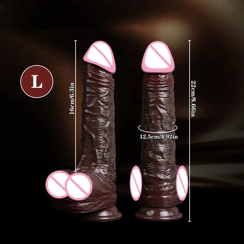 Makatotohanang Dildos Skin Sliding Foreskin Testicles Dildo para sa Babae Masturbesyon Anal Vaginal Stimulation Strapon Silicone Sex Toys — image 12