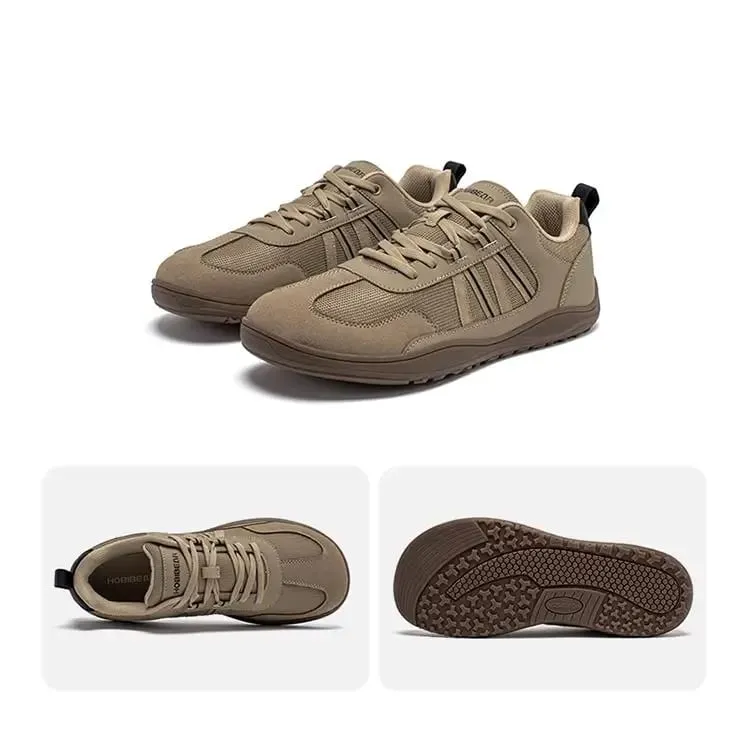 Unisex Wide Toe Shoes Barefoot Zero Drop Minimalist Sneakers Mesh Artificial Leather Patchwork Lace-up Shoes