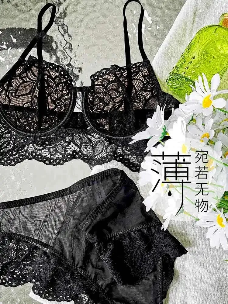 French Lace Bra Set with Soft Underwire Push Up for Small Bust Lightweight Comfort Anti Sagging Lingerie AU Sizes MOYISU-Sexy AB — image 2