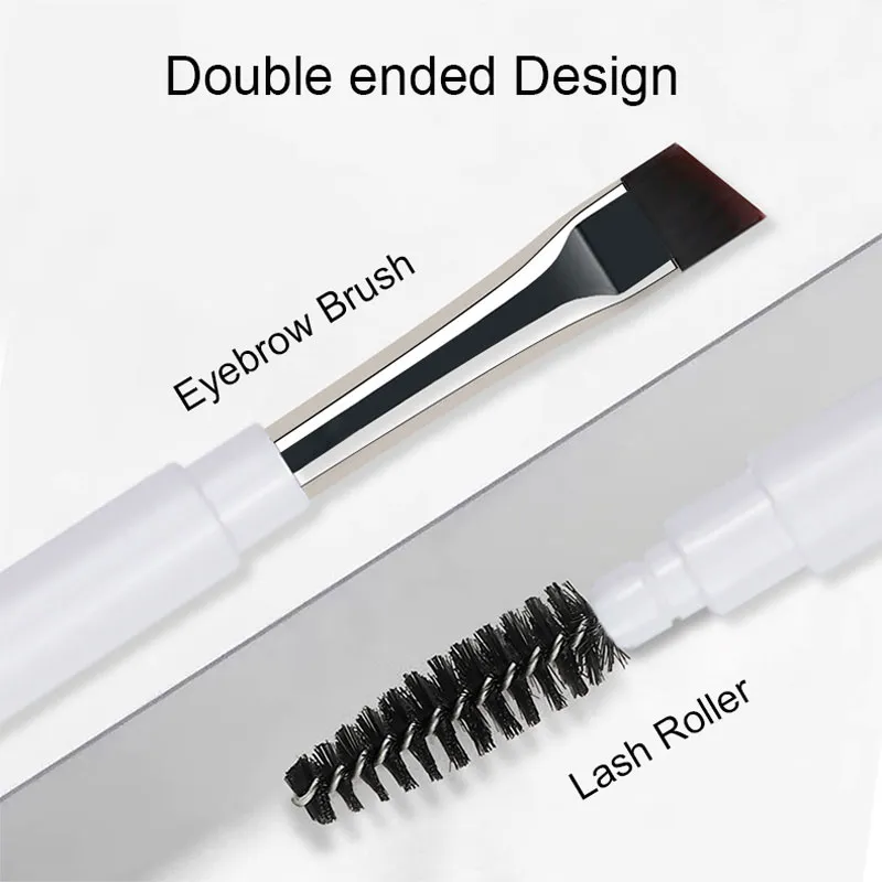 Double ended Portable Makeup brushes Travel size Make up brushes Eyeshadow Eye Brow Crease essential cosmetic tools with lid — image 6