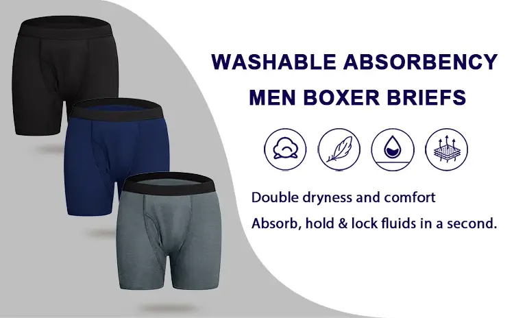 Drop shipping cotton men's incontinence underwear 200ML four-layer absorbent leak-proof menstrual incontinence underwear boxer — image 14