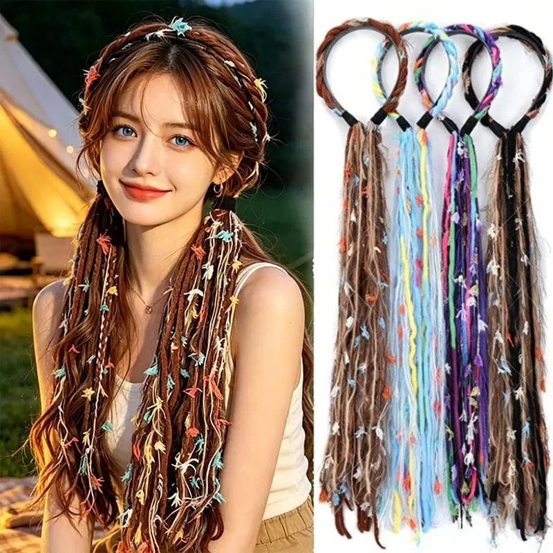Plush Maillard Colored Long Tassel Headband Bohemian Hair Accessory Suitable for Women's Parties — image 2