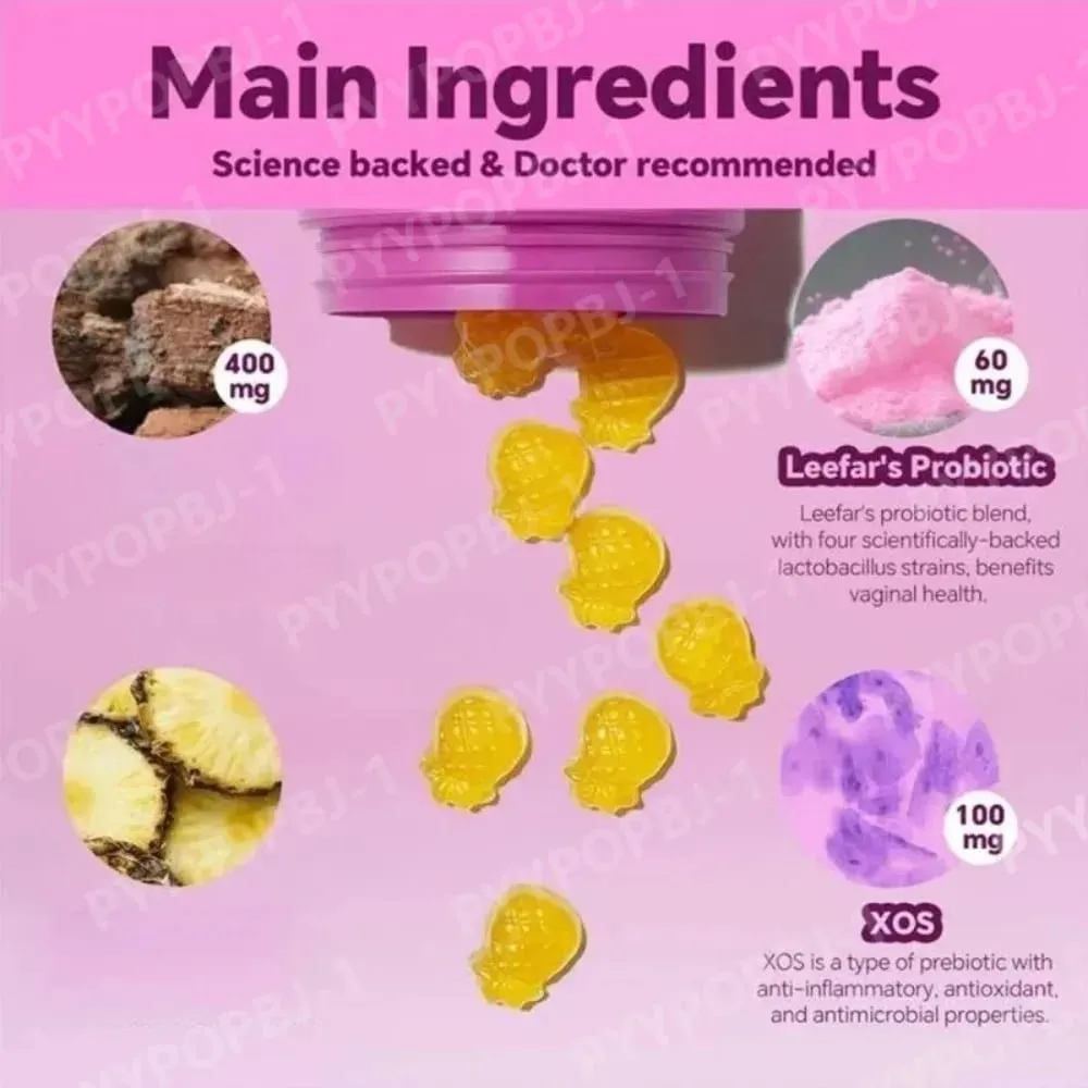 Women’s Probiotic Gummies with Prebiotics Pineapple Flavor Vegan Daily Supplement Digestive Friendly Formula 60 Count — image 3