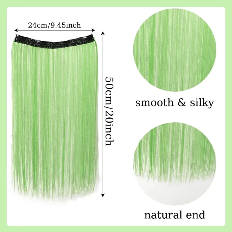 20inch Hair extensions Wig Hair Clips Hair piece Synthetic Straight Hair Extensions with 4clips for Women Halloween Party — image 6