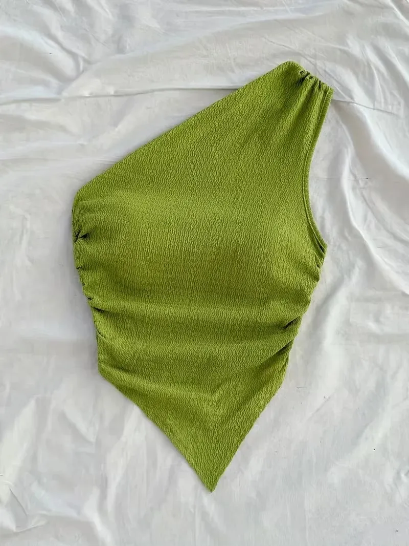 Women's Summer Holiday Asymmetrical Neckline Tank Top Cropped Top — image 5