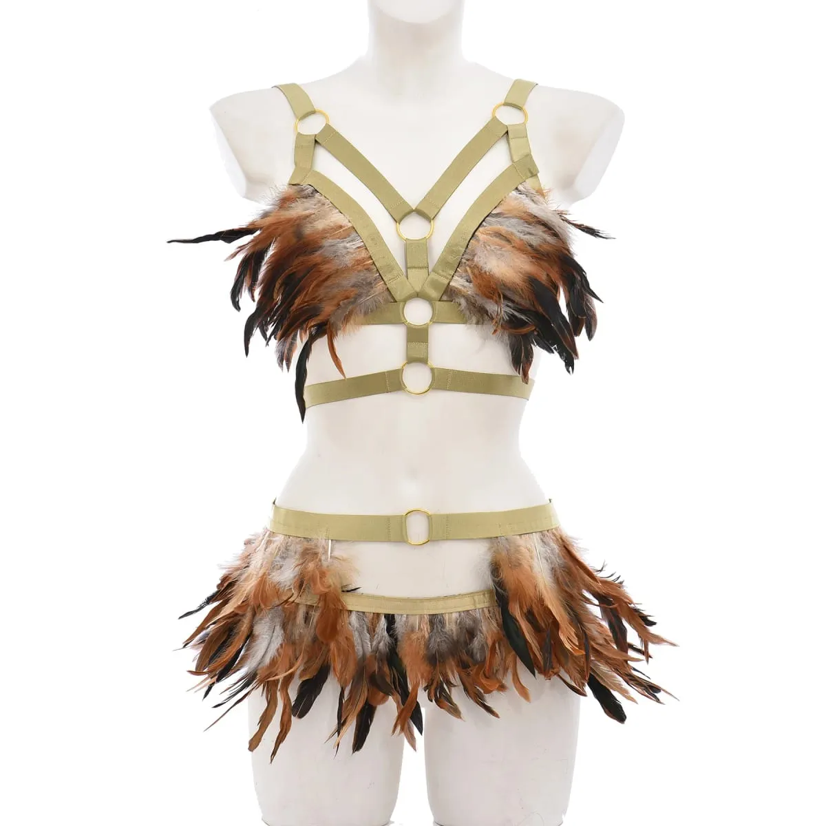 Gótico elástico corpo arnês gaiola sutiã oco ajustar lingerie sexy conjunto punk halloween pena desempenho roupas bondage arnês — image 2